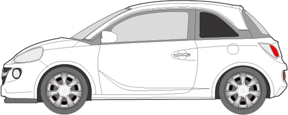 Afbeelding van Zijruit links Opel Adam (DONKERE RUIT)