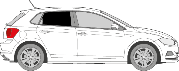 Afbeelding van Zijruit rechts Volkswagen Polo 5 deurs (DONKERE RUIT)
